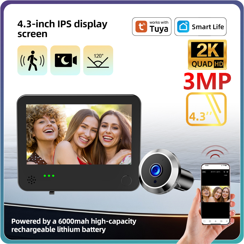 Home Security Battery - Danmini 4,3 Zoll 2K Smart Life