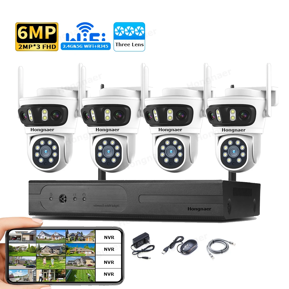 Home Security And Cctv - 2026 Hongnaer 6MP 4CH 3-Linsen 2.4G