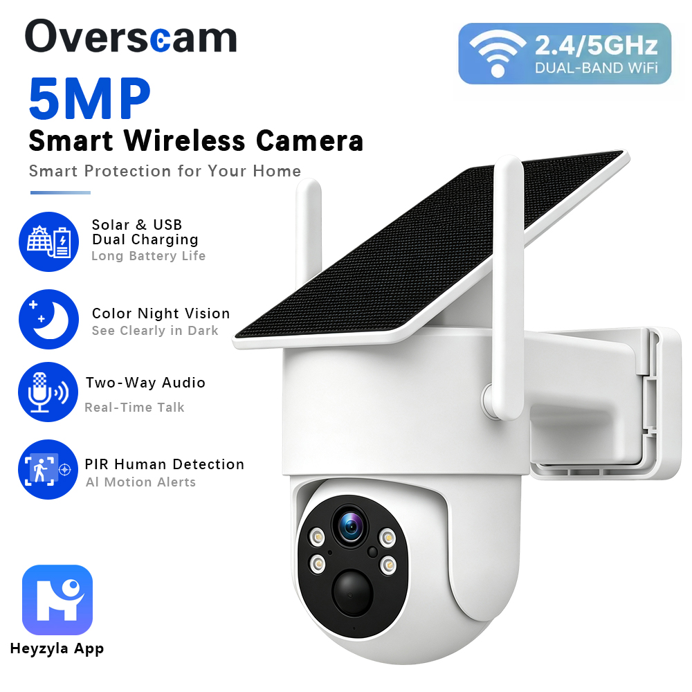 Home Security Monitoring - 5MP Solarbetriebene PTZ-Kamera für drahtlose Außenüberwachung