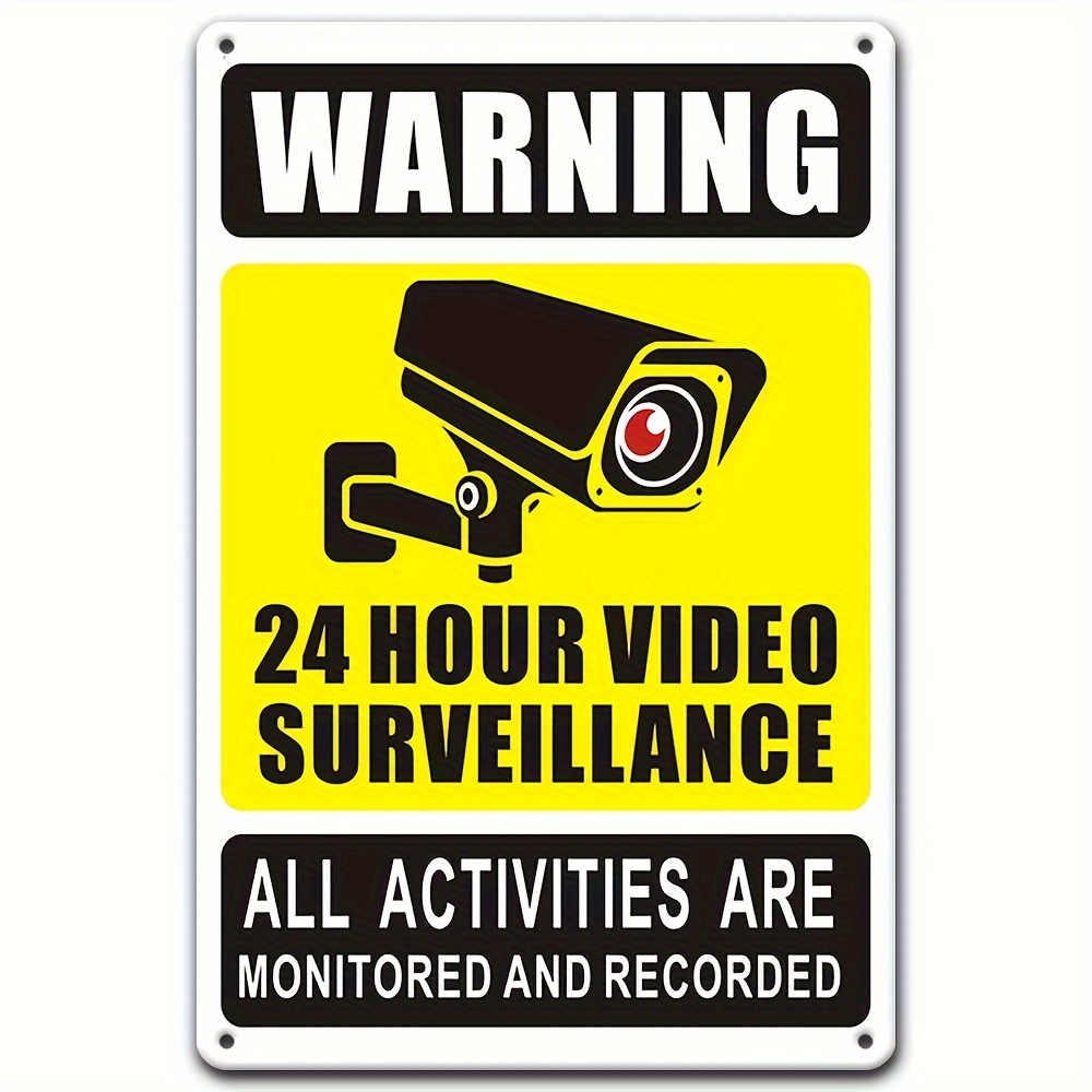 Home Security Monitoring - 24/7 Videoüberwachungs-Warnschild – robustes Eisenmetall mit