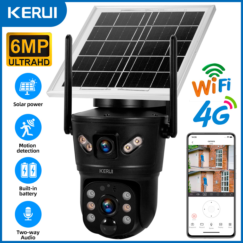 Home Security And Cctv - KERUI Outdoor 6MP Solar Kamera 4G