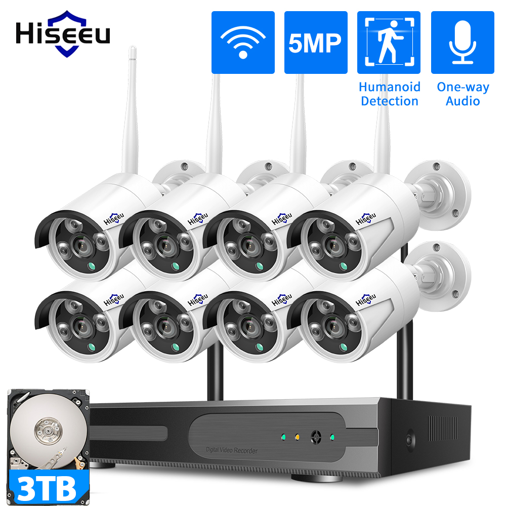 Home Security Monitoring - Hiseeu 3/5/8MP WLAN CCTV-Kamera Sicherheitssystem IR
