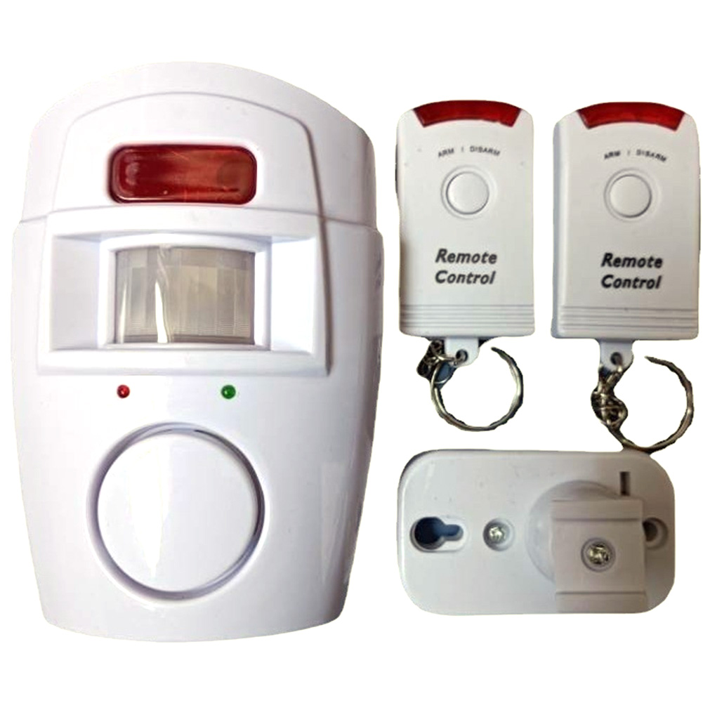 Home Security Battery - Drahtloser Bewegungsmelder-Alarm mit 2 Fernbedienungen, PIR-Alarm,