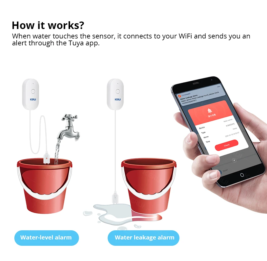 KERUI WiFi Wasser Sensor Smart – Home Security Monitoring Bewertung und Preis