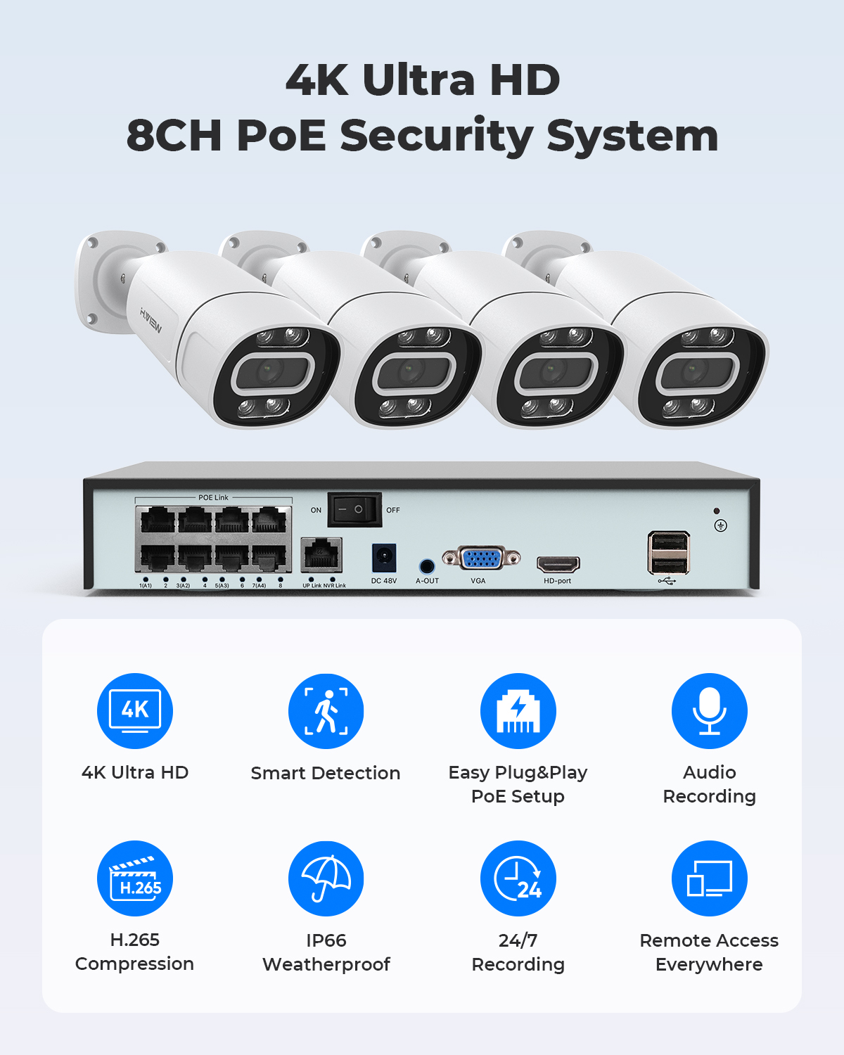 H.View 4K 5Mp 8Mp PoE CCTV Sic – Home Security And Cctv Bewertung und Preis